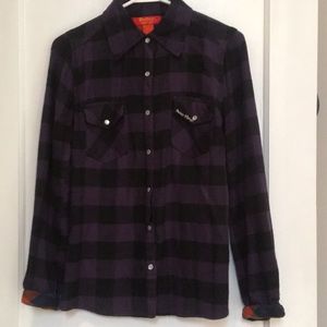 Butter super soft black/ purple flannel shirt